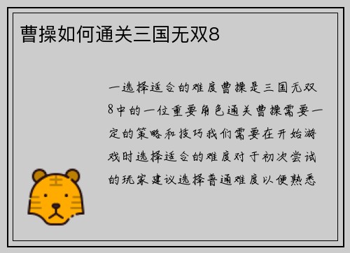 曹操如何通关三国无双8