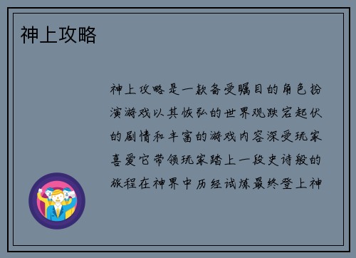 神上攻略